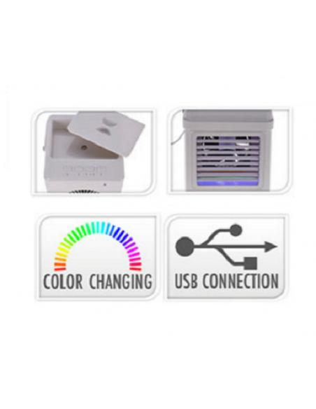 Air conditioner with evaporative humidifier for table