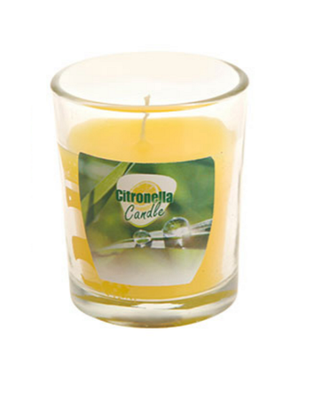 Vela de citonela en vaso pequeño de cristal