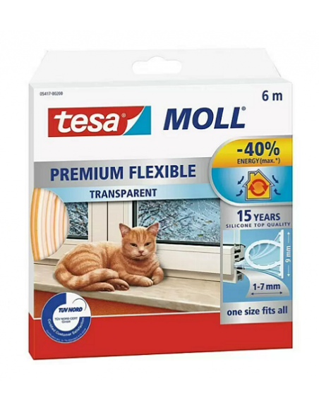 Burlete de silicona Tesa MOLL Premium Flexible transparente