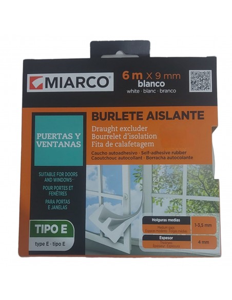 Burlete aislante de caucho autoadhesivo 6m x 9mm