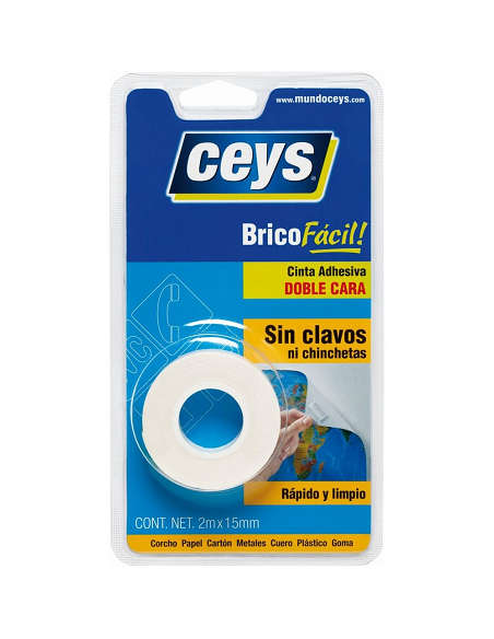 Fita adesiva dupla face sem pregos ou parafusos 2m x 15mm