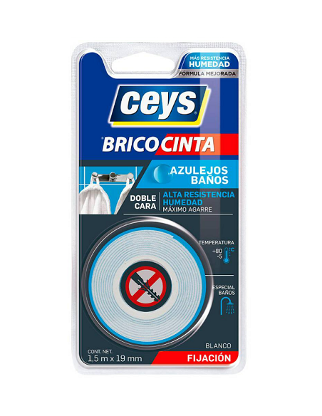 Cinta adhesiva doble cara para azulejos y baños 1.5m x 10mm