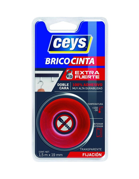 Cinta doble cara extra fuerte 1.5m x 19mm