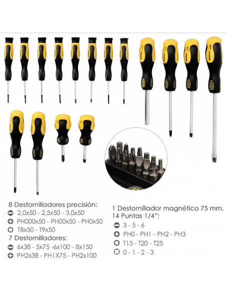 Set 30 piezas destornilladores y puntas magnéticas
