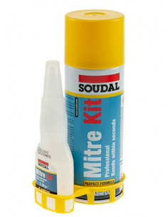 Adhesivo cianocrilato Soudal Mitre Kit con activador acelerante