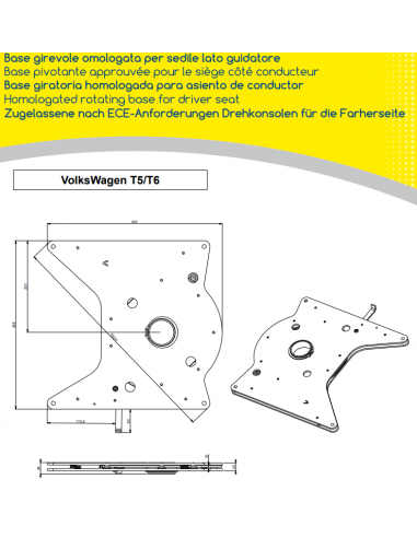 Base giratoria T5/T6 VW para conductor
