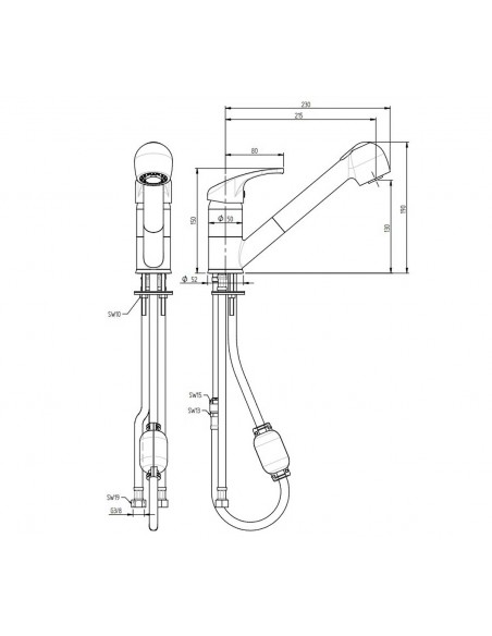Miscelatore rubinetto con doccia rimovibile Miscelatore rubinetto con doccia rimovibile