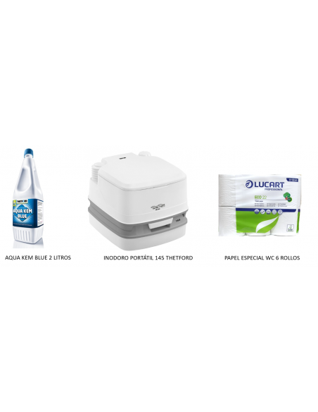 Confezione da bagno 145 Thetford + Aqua Kem blu 2L + carta 6 rotoli