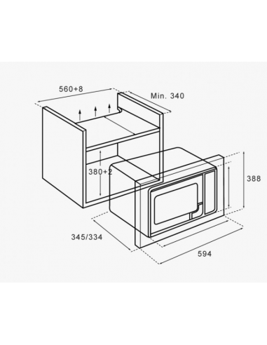 Integrable microwave with Grill 20 liters Inox