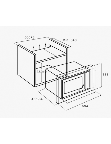 Integrable microwave with Grill 20 liters Inox