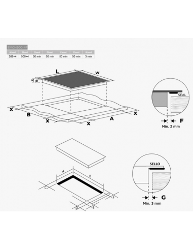 Vitroceramica 60 cm 4 angoli cottura. Eas Electric