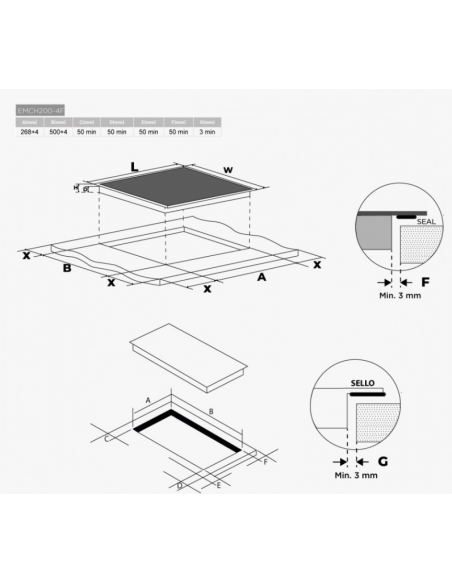 Vitroceramica 60 cm 4 angoli cottura. Eas Electric