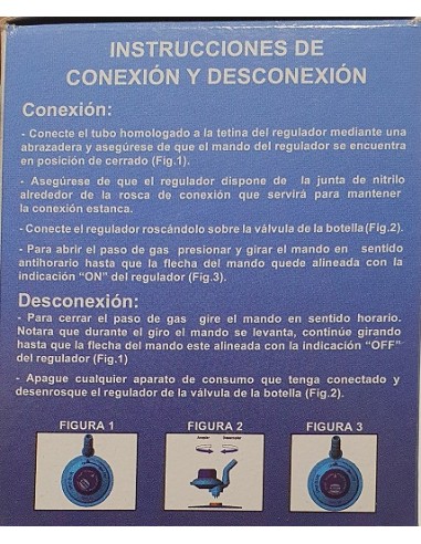 Regulador de garrafa de campismo azul 29mbar. saída rotativa