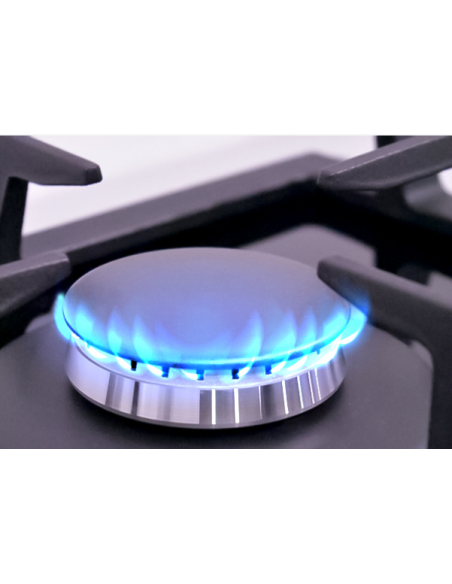 Cremefarbener 4-Flammen-Gasherd im rustikalen Stil. Eas Electric