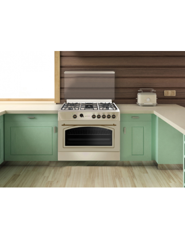 Fornello a gas 4 fuochi in stile rustico nero 60cm. Eas Electric