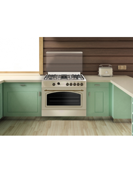 Cocina de gas 4 fuegos estilo rustico Negro 60cm. Eas Electric