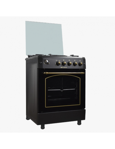 Cocina de gas 4 fuegos estilo rustico Negro 60cm. Eas Electric