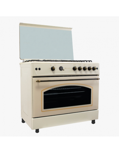Fornello a gas 5 fuochi in stile rustico Crema 90cm. Eas Electric