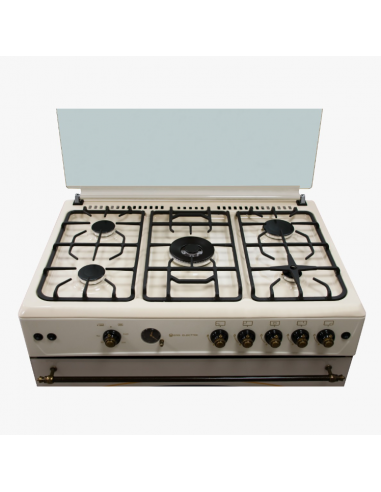 Cocina de Gas 5 fuegos estilo rústico Crema 90cm. Eas Electric