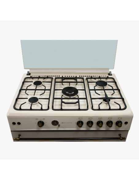 Cocina de Gas 5 fuegos estilo rústico Crema 90cm. Eas Electric