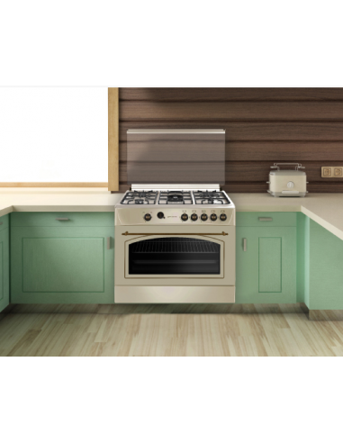Fornello a gas 5 fuochi in stile rustico Crema 90cm. Eas Electric
