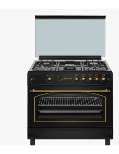 Cocina de Gas 5 fuegos estilo rústico Negro 90cm. Eas Electric