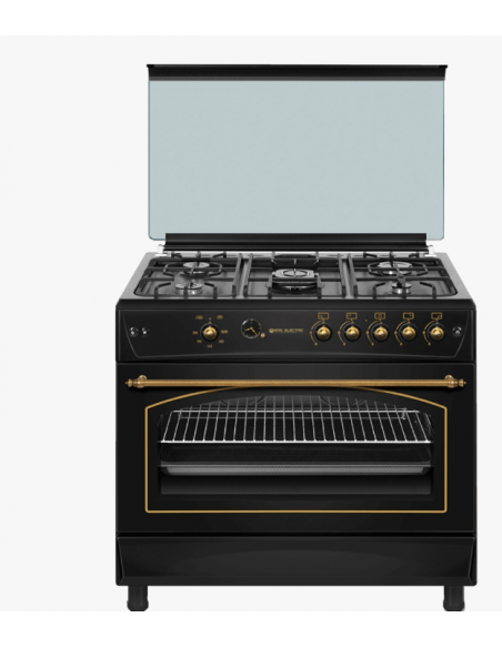 Fornello a gas 5 fuochi in stile rustico nero 90cm. Eas Electric