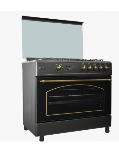 Fornello a gas 5 fuochi in stile rustico nero 90cm. Eas Electric
