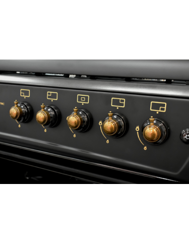 Fornello a gas 5 fuochi in stile rustico nero 90cm. Eas Electric