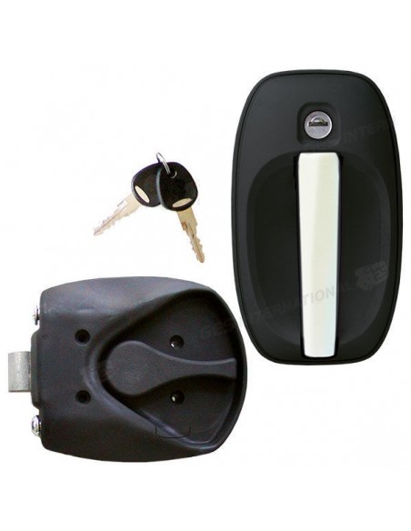 Serratura completa 1122 nera con maniglia cromata