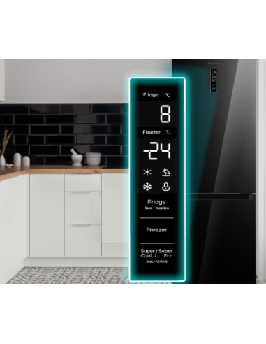 Frigorífico combi Eas Electric 186x60 cm E Cristal Negro