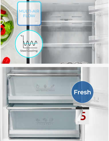 Frigorífico combi Eas Electric 186x60 cm E Cristal Negro