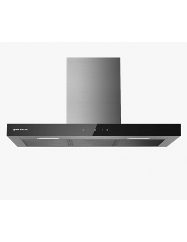 Campana da parete colore 90 cm Fronte inox in vetro nero