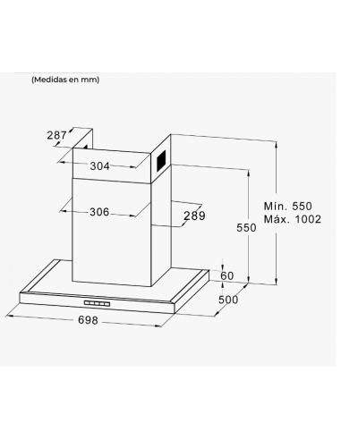 Campana de pared 70 cm color Inox