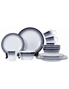 Melamine Vanilla Navy Nautica di 16 pezzi BoCamp