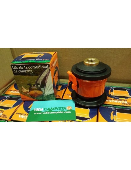 Adaptador regulador Repsol para gás butano padrão para rosca de garrafa azul