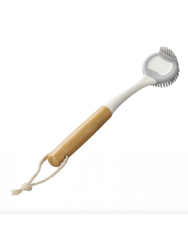 Cepillo lavaplatos de silicona con mango de bambú de 30,5 cm, Ø6 cm