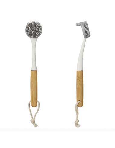 Cepillo lavaplatos de silicona con mango de bambú de 30,5 cm, Ø6 cm
