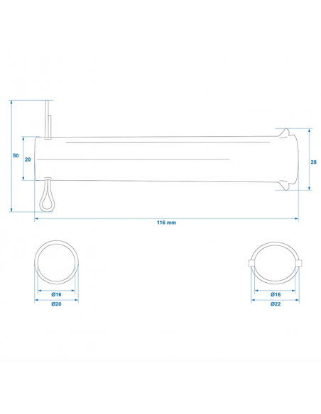 Eje de rueda jockey 48 mm