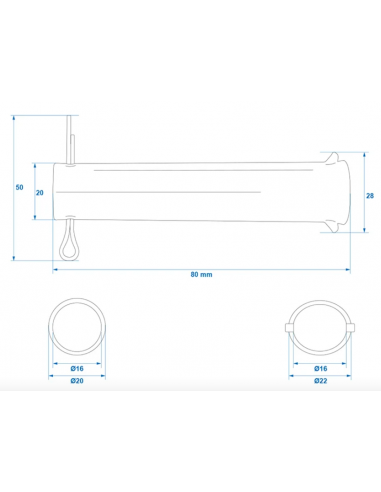 Eje para rueda jockey 48mm PED 51889