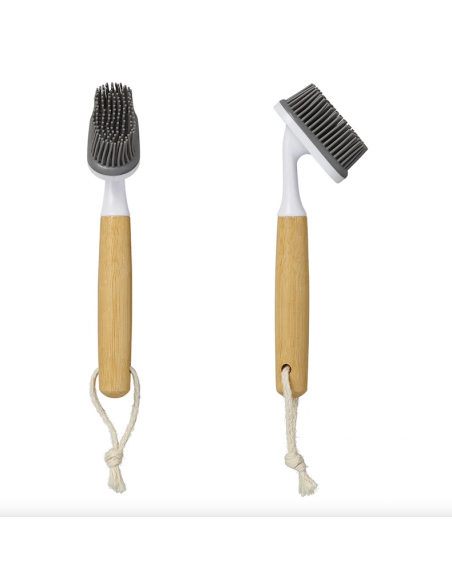 Cepillo lavaplatos de silicona con mango de bambú Cepillo lavaplatos de silicona con mango de bambú