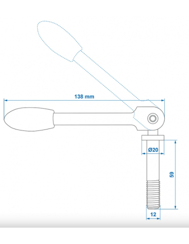 Husillo basculante para abazadera de 48mm para rueda jockey PED 51889
