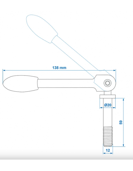 Husillo basculante para abazadera de 48mm para rueda jockey PED 51889