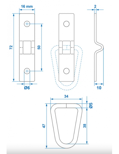 Argolla desujeción de anillo D,2partes 72 x16mm PED 51889
