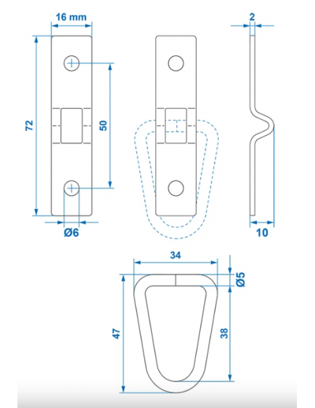 Argolla desujeción de anillo D,2partes 72 x16mm PED 51889