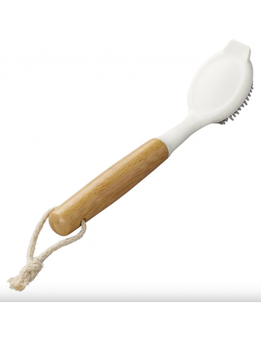 Cepillo lavaplatos de silicona con mango de bambú de 24,5 cm, Ø7 cm x 5 cm