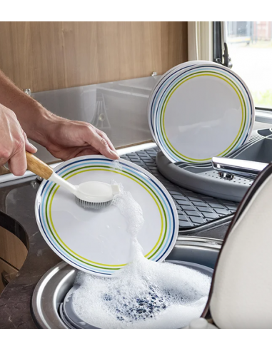 Cepillo lavaplatos de silicona con mango de bambú de 24,5cm, 7cm x 5cm   PED 51889