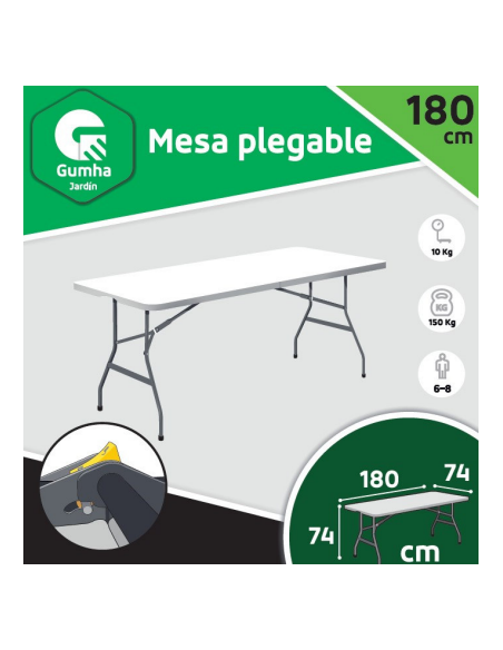 Tavolo pieghevole in resina 180 x 70 x 74 cm bianco Tavolo pieghevole in resina 180 x 70 x 74 cm bianco