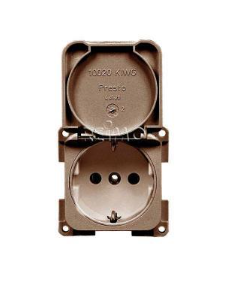 Enchufe empotrable 220V con tapa marrón