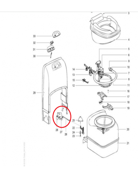 Mecanismo de apertura para cassette C200 Thetford